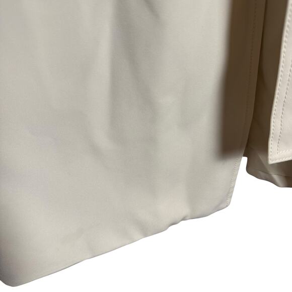 Marina Moscone Cream Long Belted Wrap Vest Trench Coat Size Medium - Picture 12 of 16